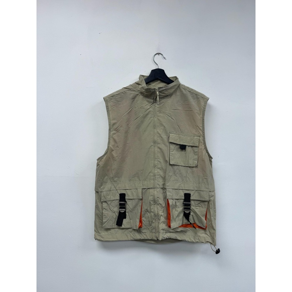 Vintage Utility Vest Mens Small Tan Fishing Photographer Outdoor‎ Pockets Nylon